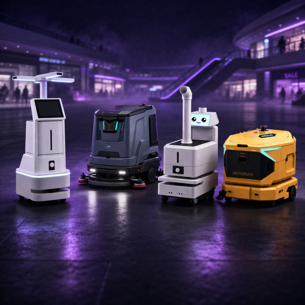 Cleaning robots for malls, airports, warehouses.